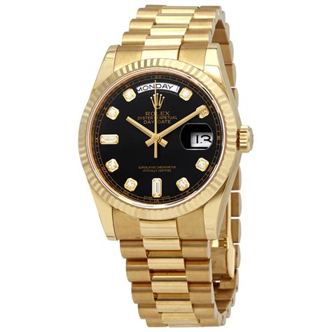 rolex date just gold with black face|rolex day date 18k gold.